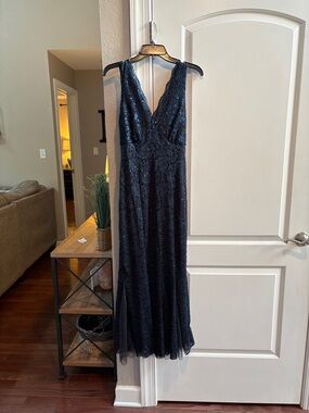 Black Sequin V-Neck Prom Gown